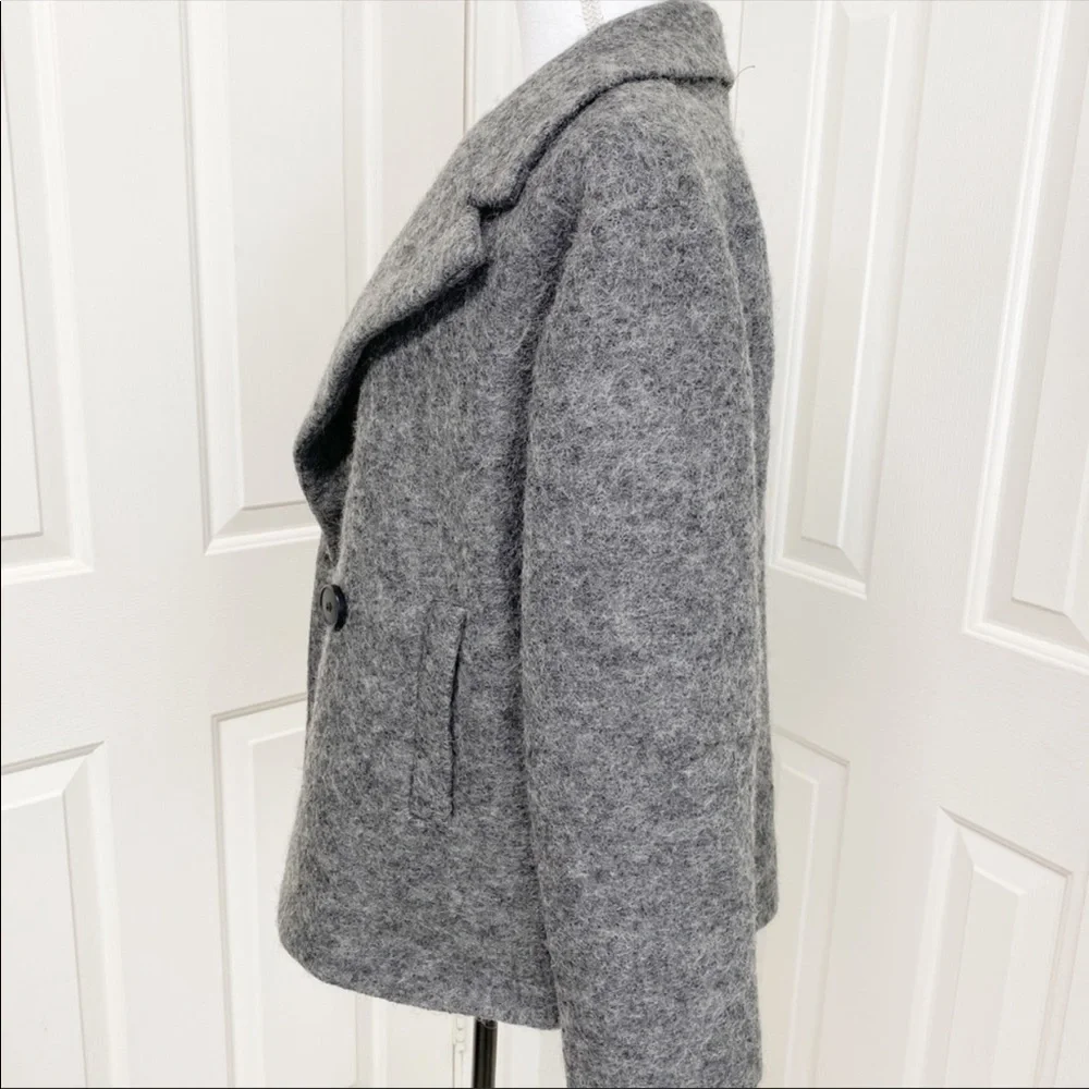 Pink Martini Gray Peacoat Wool Blend Jacket coat L - Picture 3 of 7